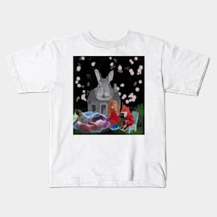 watercolor dream rabbit house with fox chocolate doll Kids T-Shirt